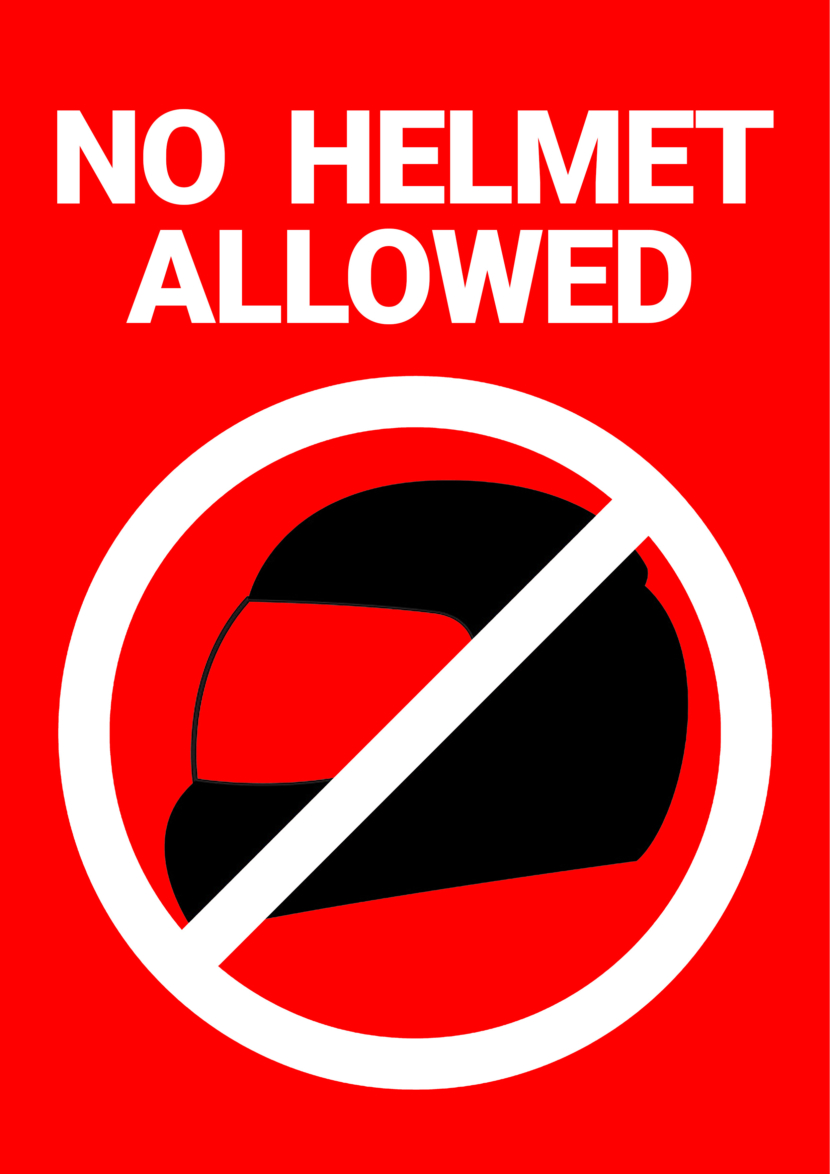 No Helmet Allowed Free Printable Signs