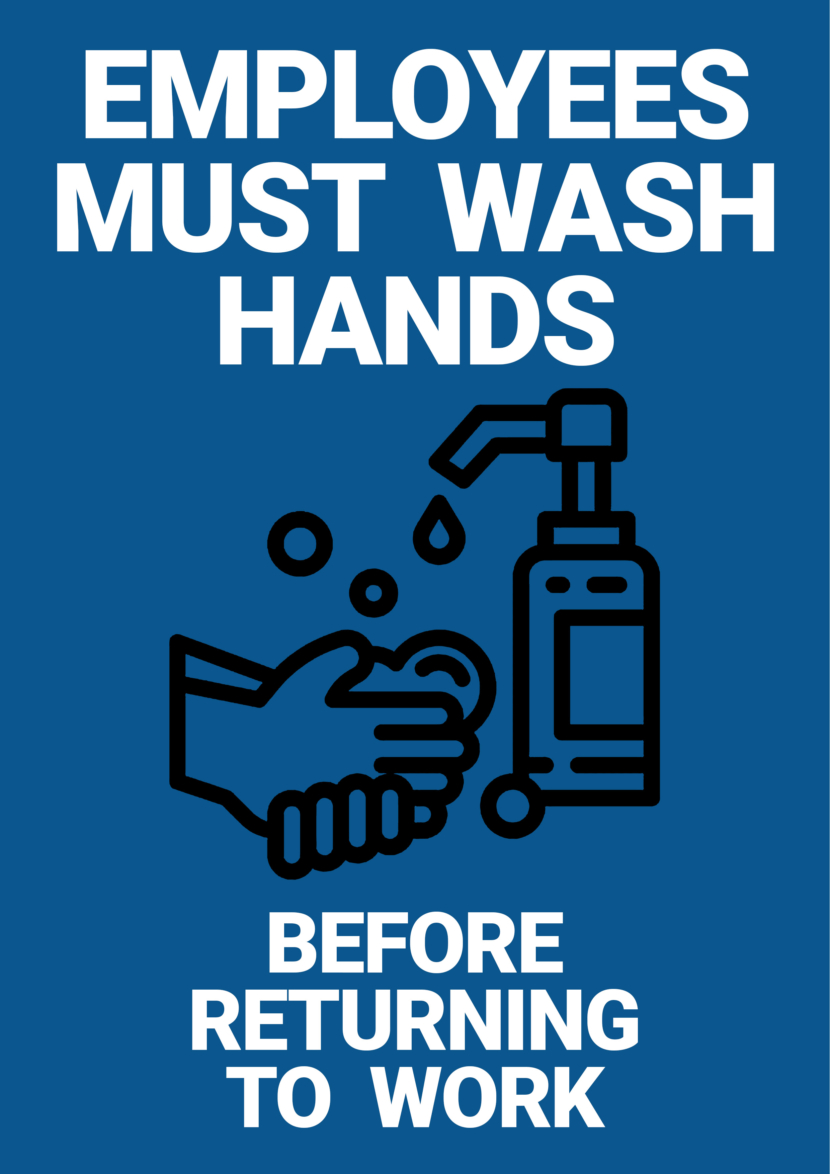 employees must wash hands Free Printable Signs