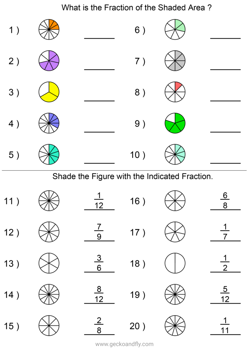 Free Printable Fractions Shading Worksheets