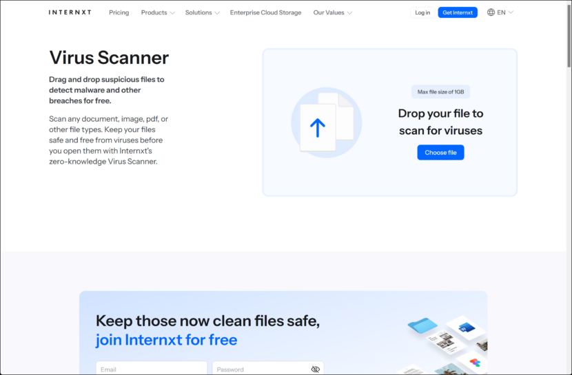 Internxt Virus Scanner