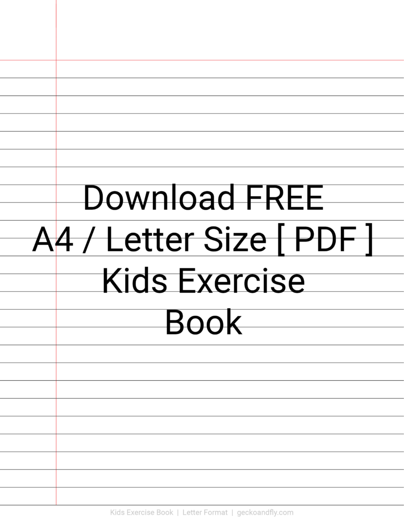 Printable Kids Exercise Book Download PDF in A4 and Letter Format