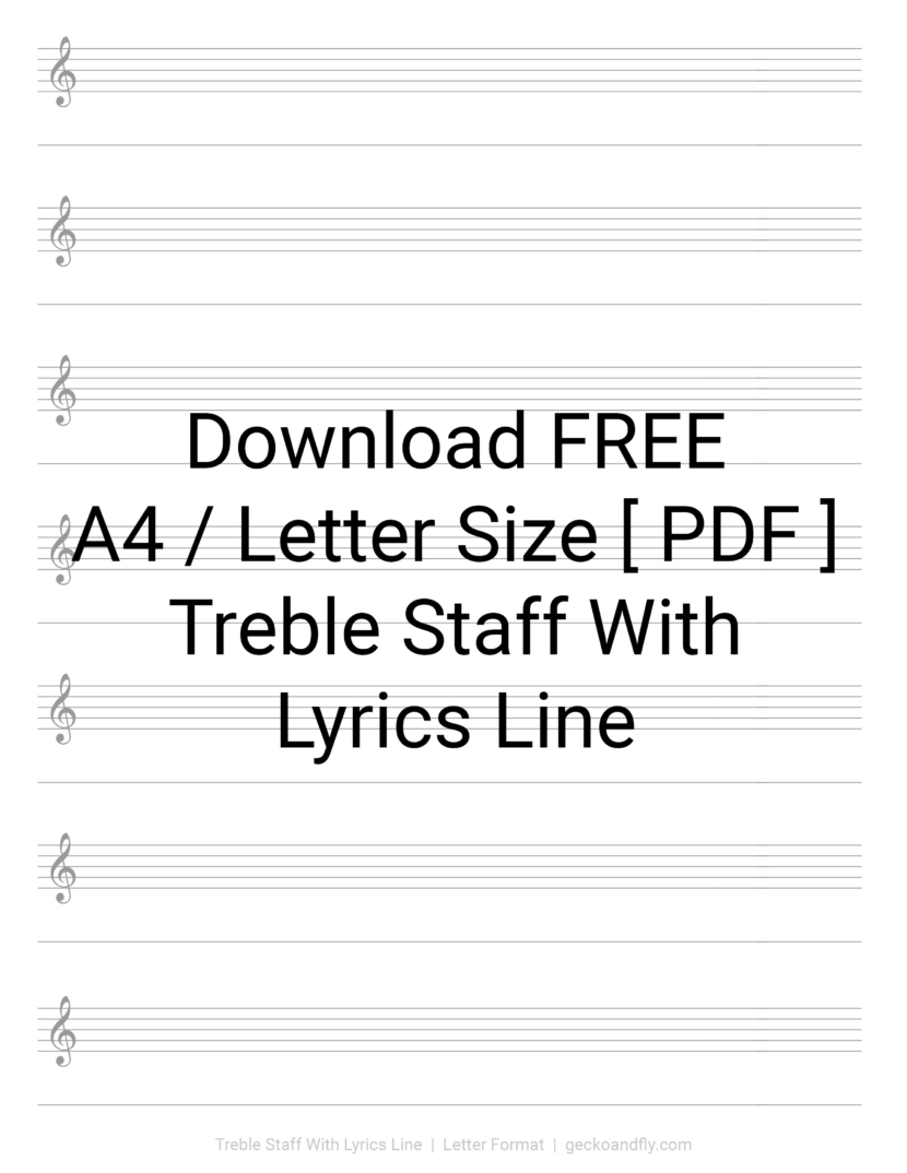 Printable Music Manuscript Paper Treble Staff With Lyrics Line Download Free in PDF